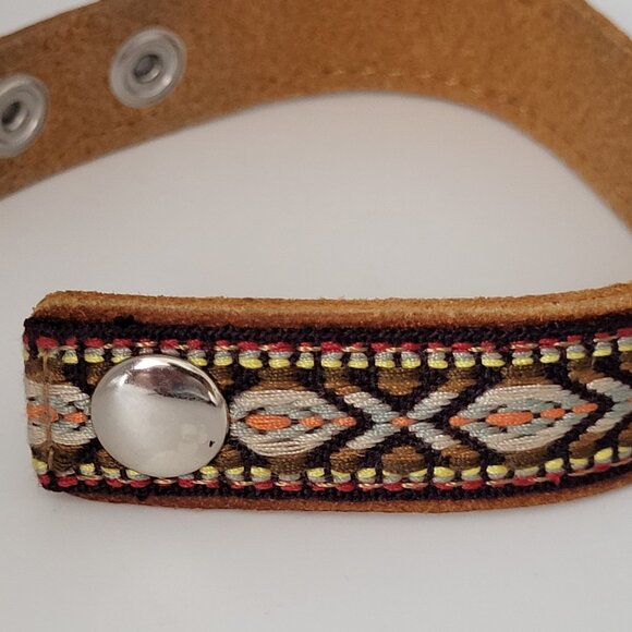 Aztec Embroidered Leather Cuff Bracelet 7and 8" x 7/8" - Picture 6 of 7